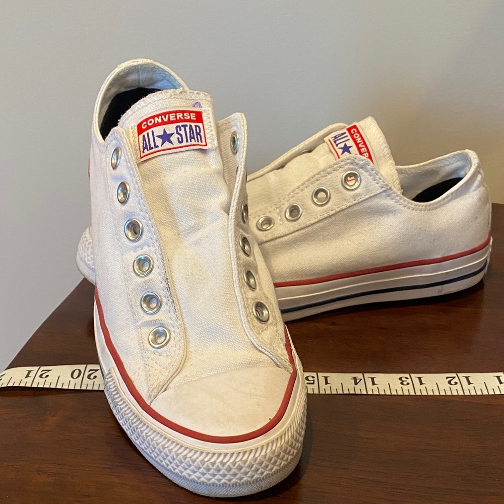 Converse All Star White Sneakers with Red Trim